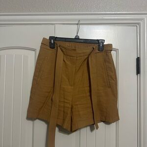 Nine West Tan High Waist Shorts with Belted Detail